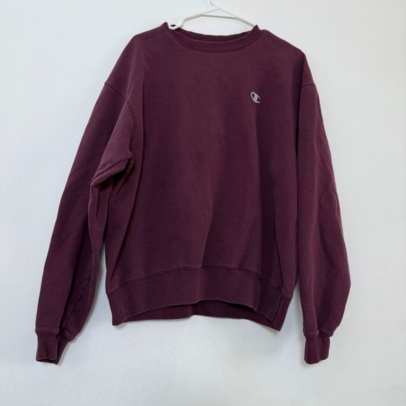 Vintage Champion Crewneck Sweatshirt Pullover Classic Logo Burgundy‎ Unisex L - Picture 1 of 6